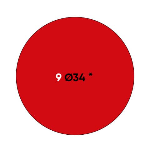 Etichette permanenti Markin Copiatabu Ø 34 mm - rosso - conf. 10 blister da 10 ff - X11009RO
